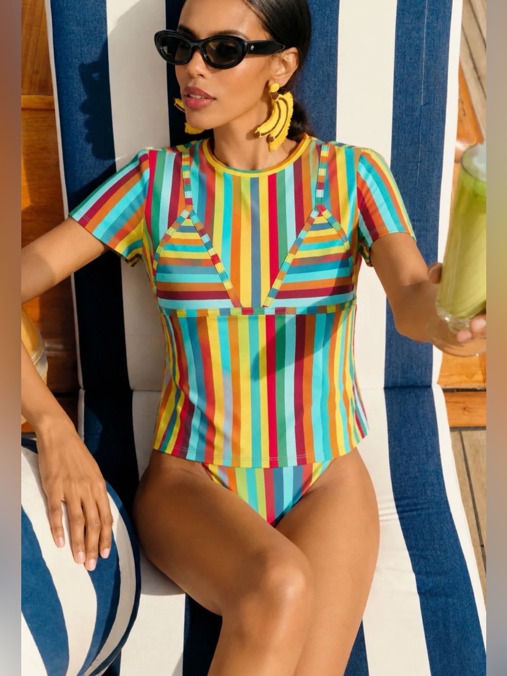 Simon Miller Kini Striped Tee In Vibrant Multi Stripe